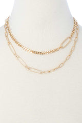2 Layered Metal Clothing Pin Chain Multi Necklace