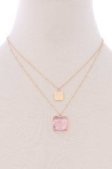 2 Layered Square Pendant Necklace