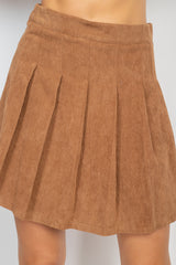 A-line Corduroy Pleated Mini Skirt