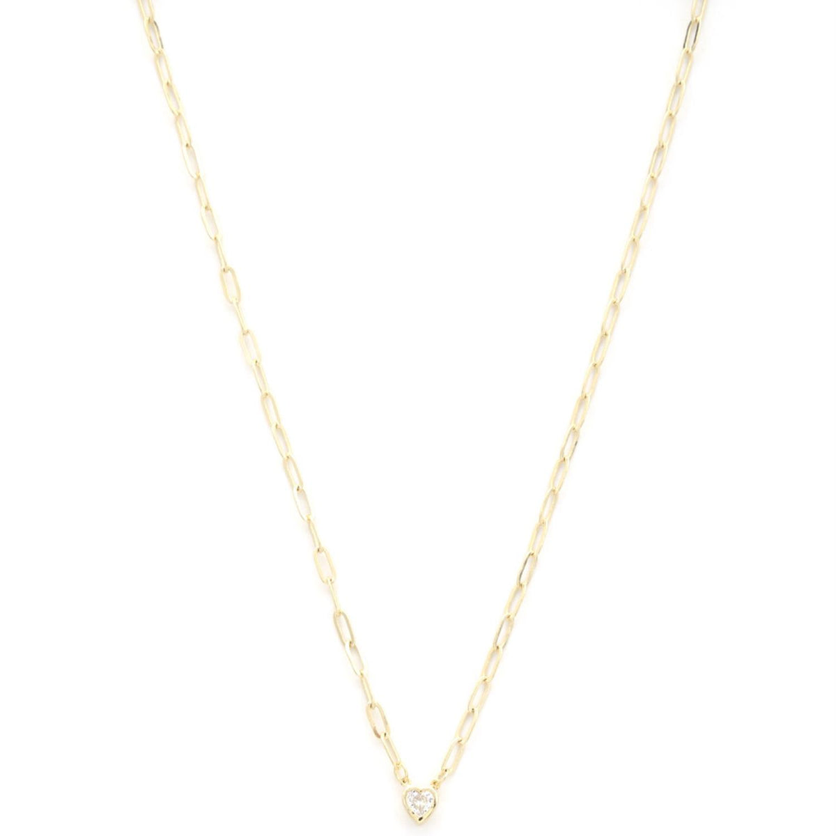 Dainty Heart Charm Oval Link Metal Necklace