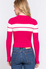 Long Slv Stripe Rib Sweater