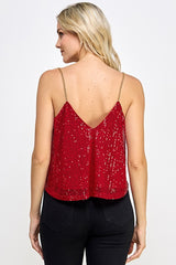 Sleeveless Sequin With Chain Strap Top