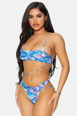 Blueberry Blue Purple Bonaire Diagonal Strappy Hip One Piece Swimsuit