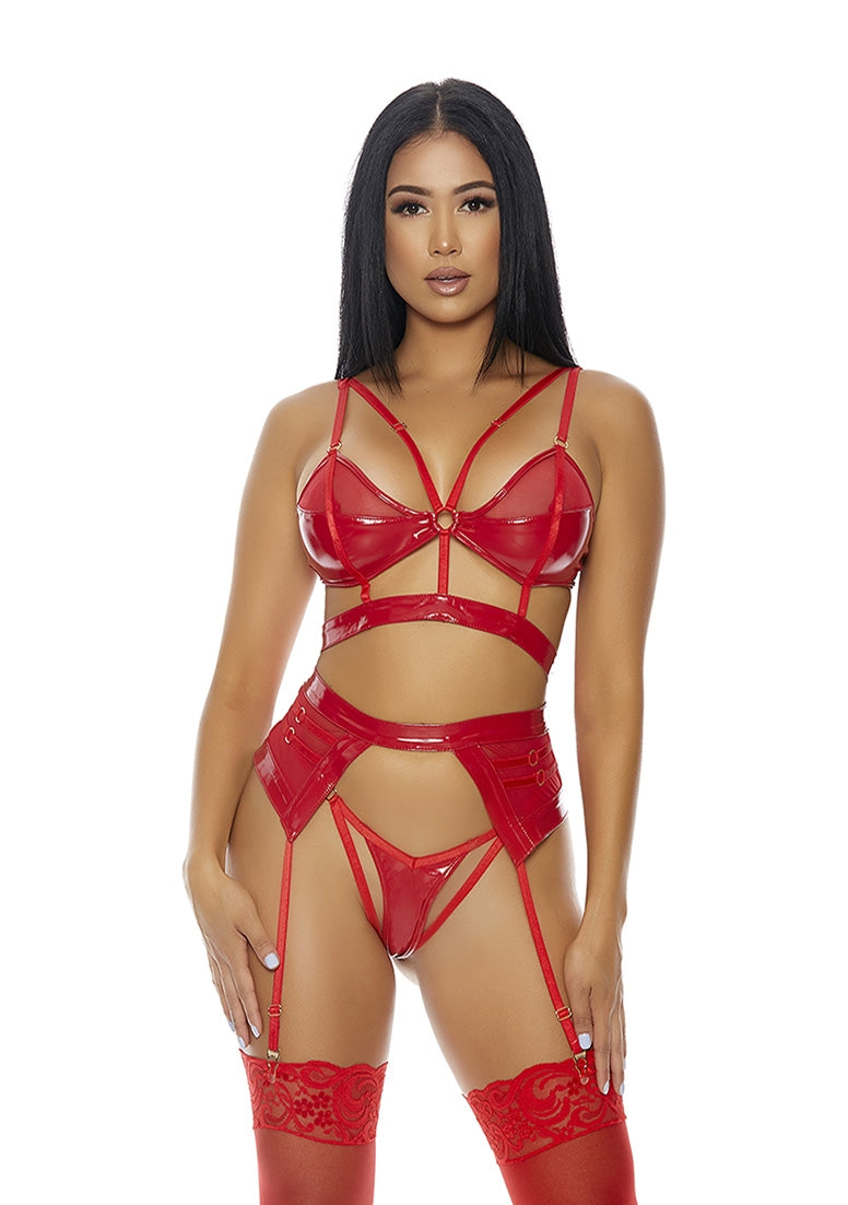 DOUBLE CUFF LOVE BRA SET-Red