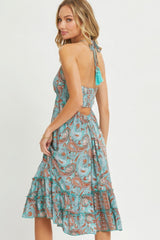 Halter Paisley Border Dress