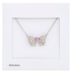 Rhinestone Bow Metal Necklace