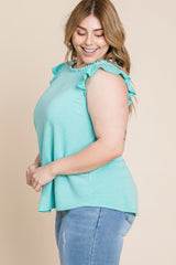 Plus Size Solid French Terry Basic Casual Top