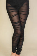 Ruched Poly Mesh Leggings