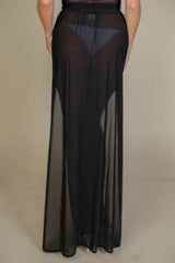 High Split Mesh Sheer Maxi Skirt