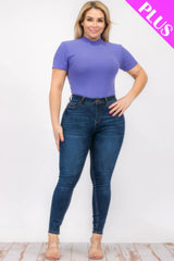 Plus Size Ribbed Short Sleeve Bodysuit