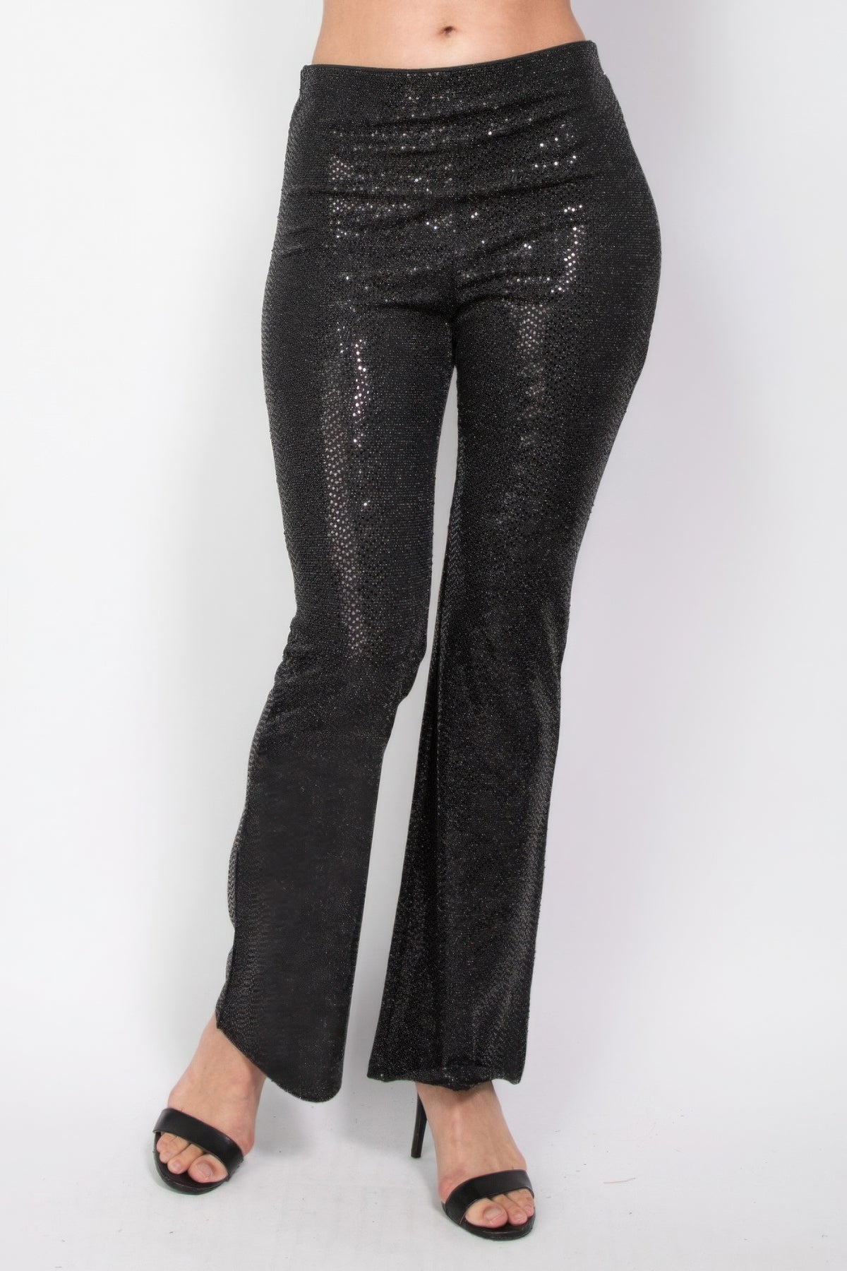 Sequined Fit & Flare Midrise Pants