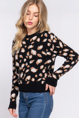 Long Slv Animal Jacquard Sweater