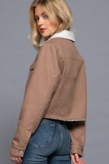 Button Closure Sherpa-lined Twill Jacket