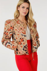 Zip Up Multi-print Jacket