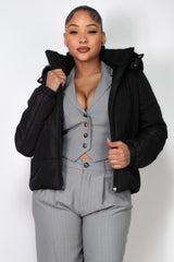 Insulated Zip-up Faux Fur Hooded Jacket