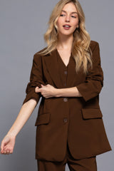 Long slv front button closure blazer