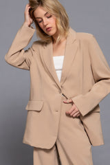 Long slv front button closure blazer