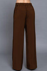 Back elastic straight woven long pants