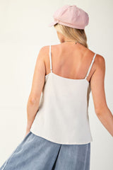 Laced textured poly woven camisole