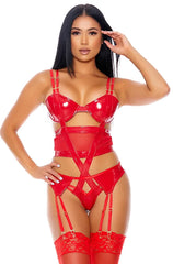 Double The mesh Teddy Set  CAGE BRA SET