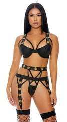 CAGED BABE BRA SET-Black