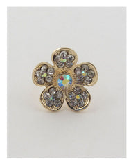 Flower rhinestone adjustable ring