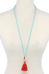 Cowrie Shell Tassel Beaded Necklace