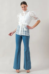 A See-thru Mini Length Organza Top