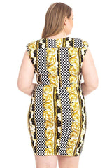 Plus Size Boarder Print  V-neck Bodycon Dress