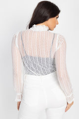 Ruffle Mock Neck Lace Top