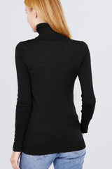 Long Sleeve With Metal Button Detail Turtle Neck Viscose Sweater