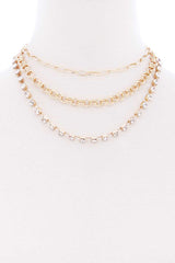 3 Layered Multi Metal Chain Necklace