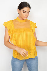 Short Sleeve Ruffle Shadow Top