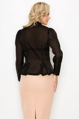 Organza Pleated Long Sleeve Blouse