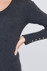 V-neck Sweater W/rivet Button