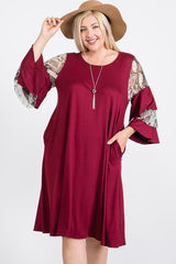 Mixed Ruffle Sleeve With Hidden Pocket A Line Dress