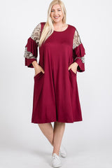 Mixed Ruffle Sleeve With Hidden Pocket A Line Dress