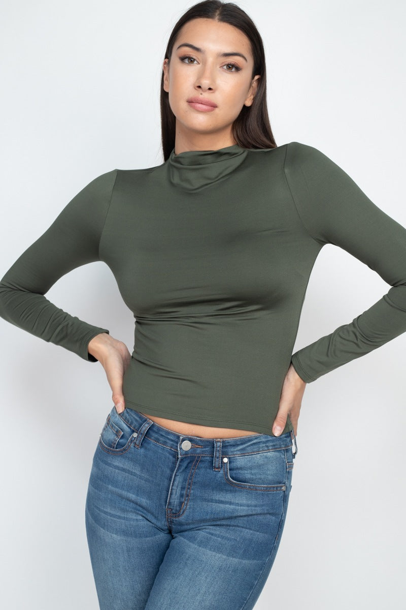 Mock Neck Basic Long Sleeve Top