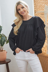 Draped Ruffle Longsleeve Top