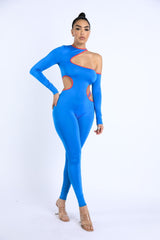 Color Binding Detailed Cutout Jumpsuit