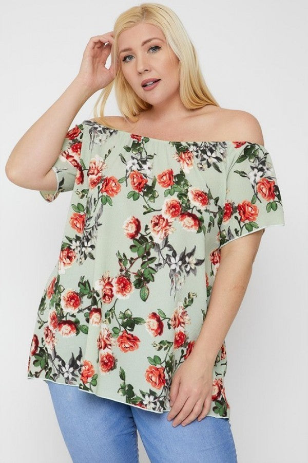 Floral Print Off The Shoulder Top