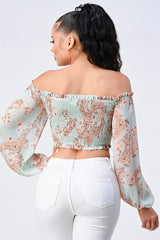 Boho Chic Off Shoulder Cropped Blouse Top