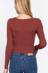 Crew Neck Knotted Crop Sweater