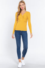 Long Slv V-neck Knotted Sweater