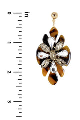 Acetate Rhinestone Flower Dangle Earring