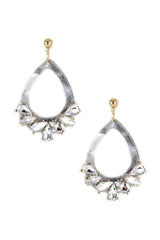 Acetate Rhinestone Teardrop Dangle Earring