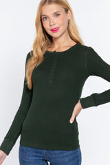 Long Slv Henley Thermal Top