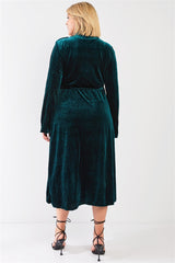 Plus Hunter Green Velvet Long Sleeve Maxi Smoking Jacket