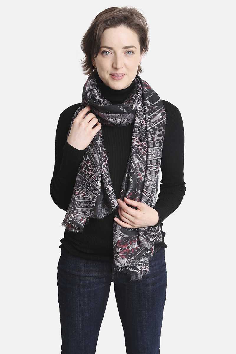 Fashion Feather Print Skinny Scarf