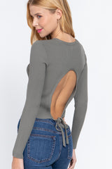 Long Slv Open Back Sweater Top